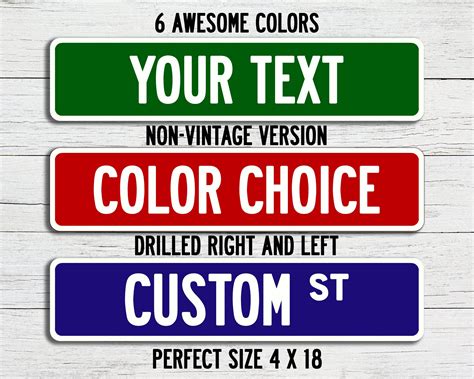 Custom Color Metal Street Sign 4 x 18 | Etsy | Street signs, Personalized metal signs, Custom ...