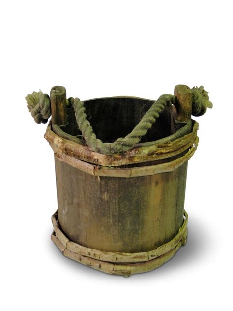 Buckets Prop Hire » Wood bucket with rope handle - Keeley Hire