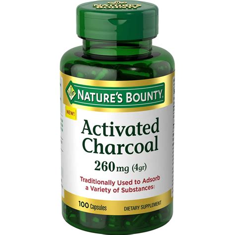 Nature's Bounty Activated Charcoal Capsules, 260 Mg, 100 Ct - Walmart ...