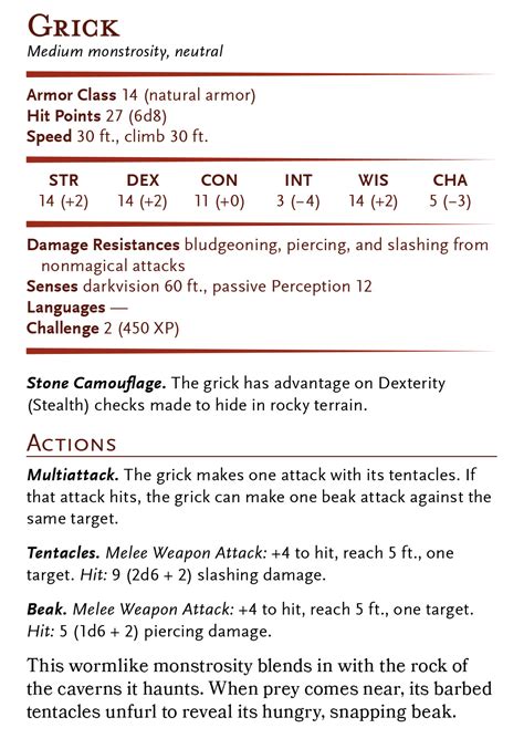 D&D Basic Monsters: Grick