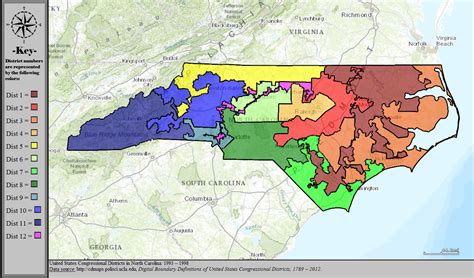 North Carolina's congressional districts from 1993 to 1998 : r/MapPorn