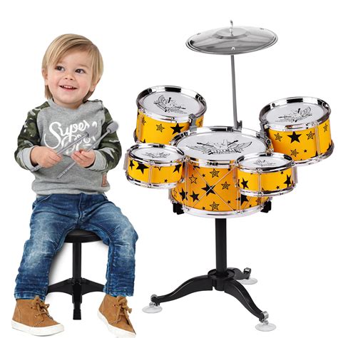 Kids Children Jazz Drum Set 5PCS Drums Vibration Electronic Effects ...