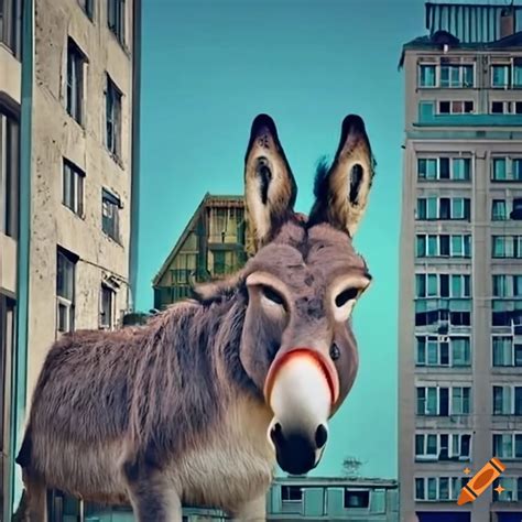 Giant donkey in the city