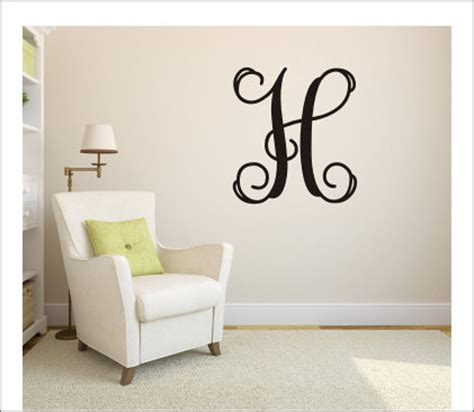 Vine Monogram Decal Wall Decal Single Vine Initial Decal Monogram Decal ...