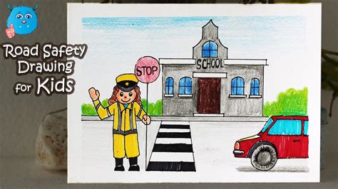 How to Draw Road Safety Easy Drawing for School Kids Step by Step - YouTube