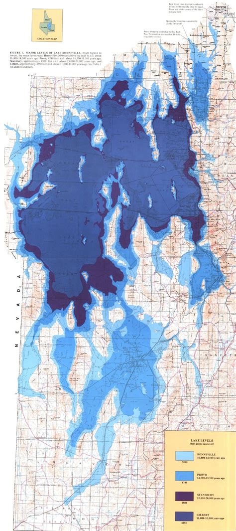 Ancient Lake Bonneville Map - great salt lake utah • mappery