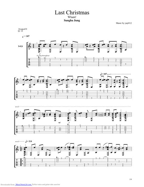 Last Christmas guitar pro tab by Sungha Jung @ musicnoteslib.com