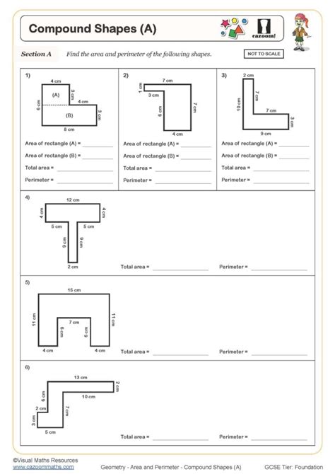 Compound Shapes (A) Worksheet | Cazoom Maths Worksheets