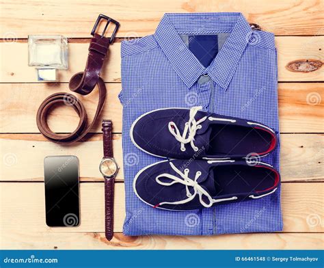 Men S Clothes and Accessories Stock Photo - Image of outfit, organized: 66461548