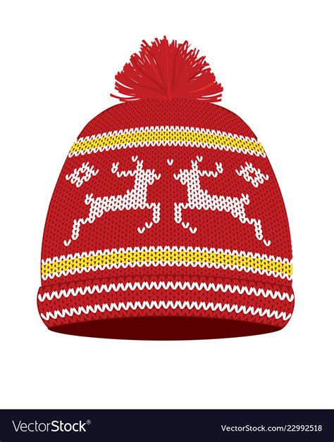 Red knitted winter hat Royalty Free Vector Image