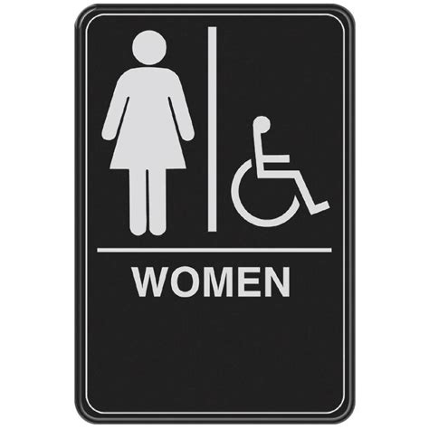 Everbilt 6 in. x 9 in. Women with Handicap Accessible Symbol Acrylic Restroom Sign with Braille ...
