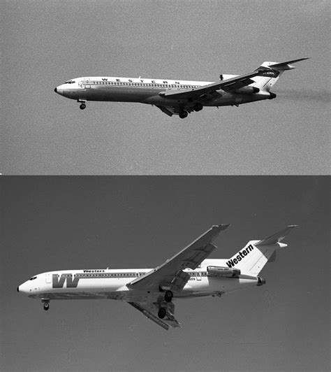 [top] Western Airlines Boeing 727 landing at LAX in April 1966. [bottom ...