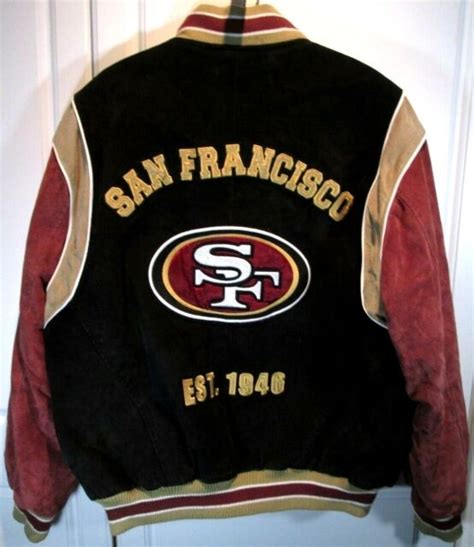 NFL San Francisco 49ers Suede Leather Bomber Football Varsity Jacket ...