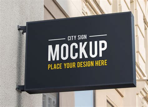 Free Rectangle Wall Mounted Signage Mockup PSD - Good Mockups