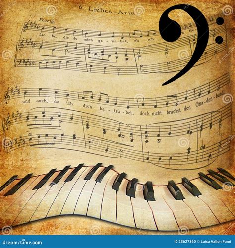 Warped Piano And Music Sheet Background Stock Photo - Image: 23627360