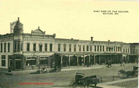 Butler, Missouri East Side of the Square Vintage Postcard historic Photo