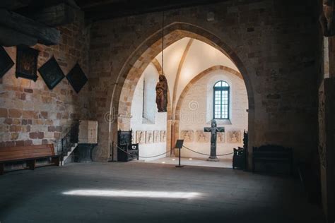 Catholic Church Interior with Medieval Walls and Arch Designed ...