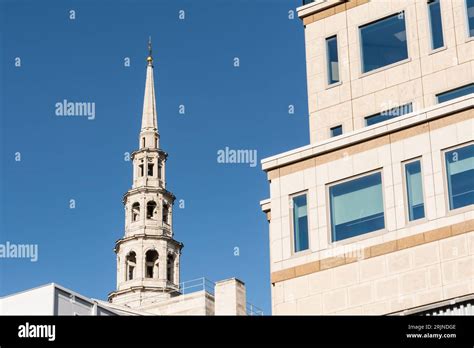 Spire of St Bride's Church in the City of London, designed by ...