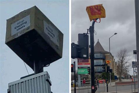 Ulez cameras covered by boxes and bags in protest at expansion