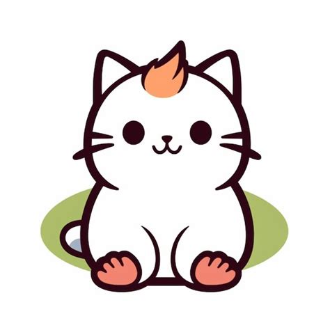 Premium Photo | A cute cat cartoon sticker line art drawing