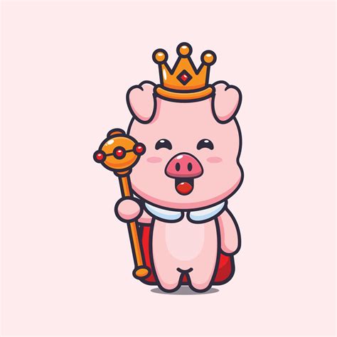 Cute pig king cartoon vector illustration 6664880 Vector Art at Vecteezy