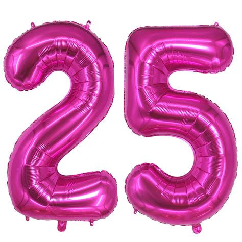 Buy Hot Pink Number 25 Balloon Dark Pink Number 25 Balloon Jumbo Giant Big Large 25 Foil Mylar ...