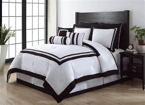 9 Piece Queen Hotel Black and White Comforter Set | eBay