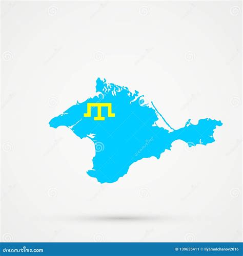 Republic of Crimea Map in Crimean Tatars Flag Colors, Editable Vector ...