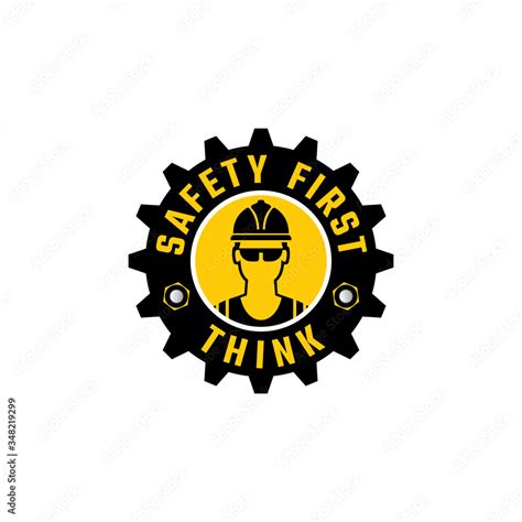 Think safety first sticker design for construction. Stock Vector | Adobe Stock