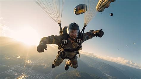 Premium AI Image | a parachutist in a parachute at sunset Extreme sport ...