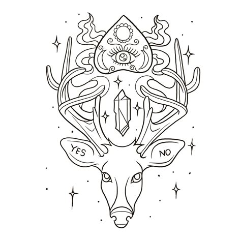 tattoo deer cartoon doodle kawaii anime coloring page cute illustration drawing clipart ...