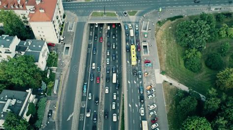 Aerial Shot of Rush Hour Traffic Jam on Major Street Stock Image - Image of pollution, european ...