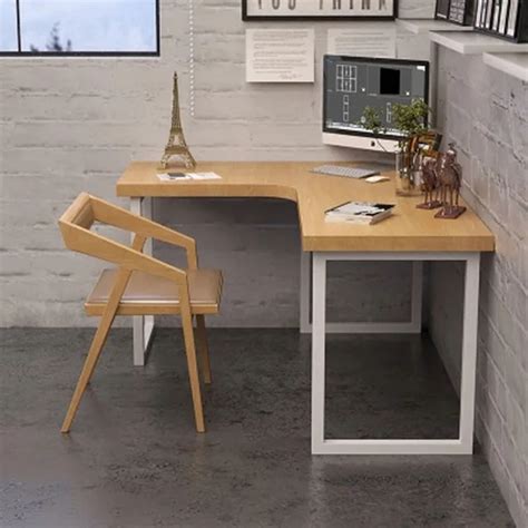 Household small sized study desk Solid wood L shaped corner computer desk modern minimalist ...