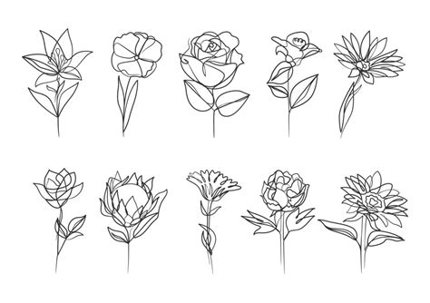 Abstract flower in continuous line art drawing style 6045893 Vector Art ...