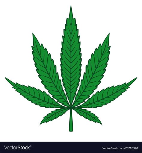 Cannabis marijuana leaf in flat vintage style Vector Image