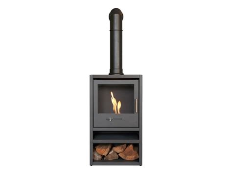 OKO S1 Bio Ethanol Stove with Log Storage in Charcoal Grey & Tall ...