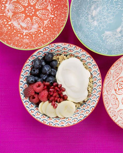 KitchenCraft Ceramic Cereal Bowl Bright Design – set 4 pcs | i ...