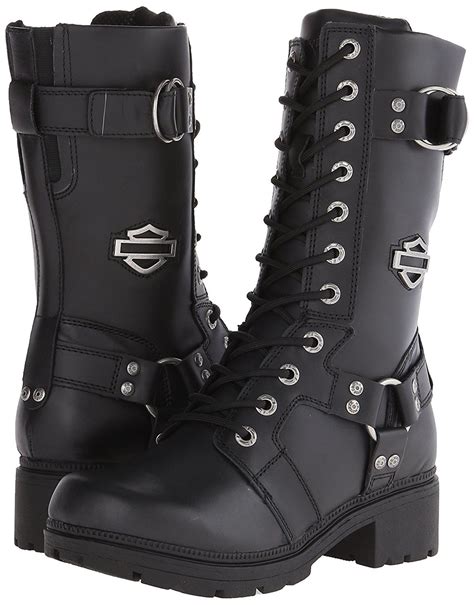 Amazon.com | Harley-Davidson Women's Eda Motorcycle Boot, Black, 5 M US | Mid-Calf Women's Lace ...