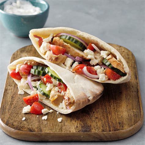 Greek Grilled Chicken Pitas Recipe | Taste of Home