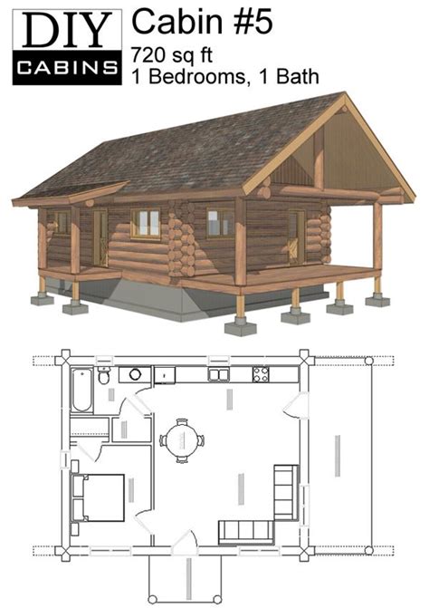 Log Cabin #5. Plans cost $495. | Tiny house cabin, Small log cabin ...