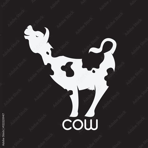 Vector of cow on black background. Stock Vector | Adobe Stock