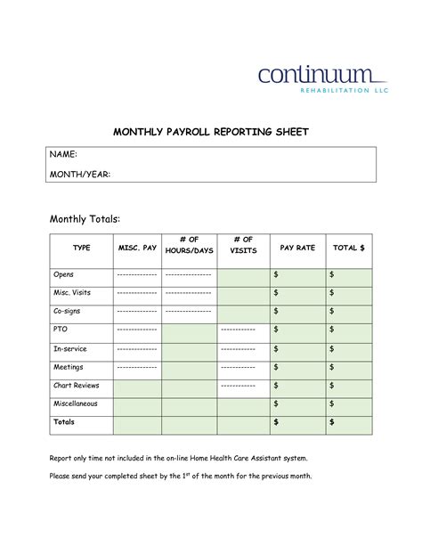 Monthly Payroll Sample Format | PDF Template