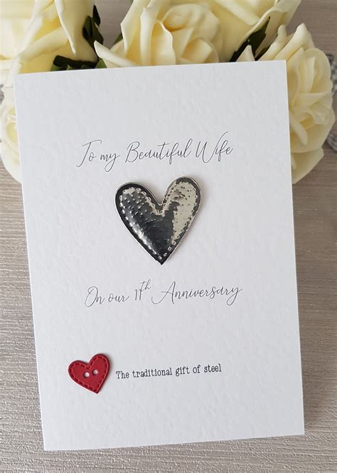 11th anniversary card steel anniversary card11th wedding | Etsy