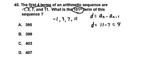 Precalculus Spring 2015 ACP Study Guide Problem 45 Arithmetic Sequence Problem - YouTube