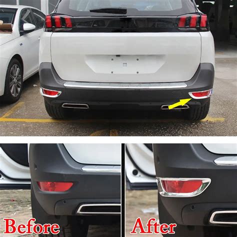 BBQ@FUKA New Car Accessories For Peugeot 5008 2017 Exterior Rear Fog Light Lamp Cover Trim 2 Pcs ...