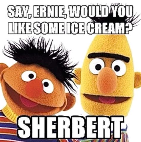 bert-and-ernie-sesame-street-ice-cream-sherbert | Funny puns, Laugh, Humor