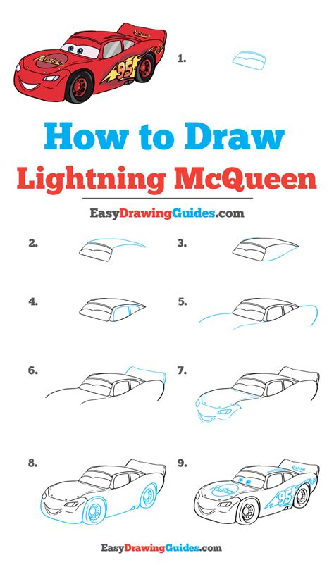 How to Draw Lightning McQueen - Really Easy Drawing Tutorial