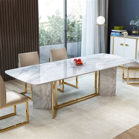 Faux Marble Dining Table, Gold Dining, Modern Dining Table, Luxury Dining Tables, Kitchen Dining ...