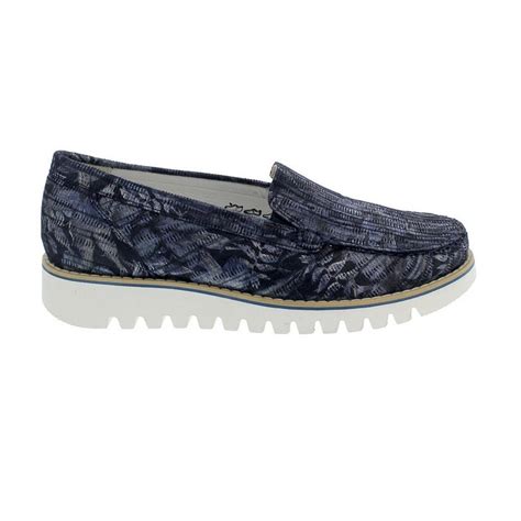 Waldläufer Habea, Mokassin, Meadow (bedrucktes Nubuk), marine, Weite H 926501-14 Slipper