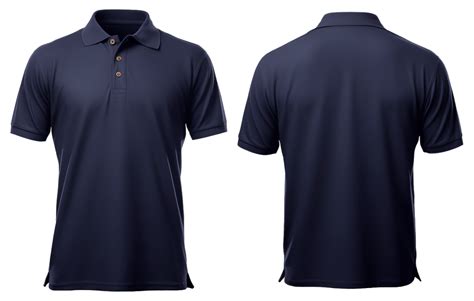 plain navy or dark blue polo t-shirt mockup design. front and back ...